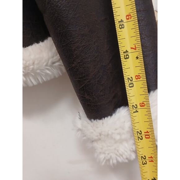 Hinge Faux Shearling Sherpa Lined Jacket Sz M Brown Boho Western Aviator Bomber - Picture 9 of 13